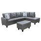 Ainehome 97" Wide Dark Grey Faux Leather L-Shaped Living Room Sectional Sofa Set