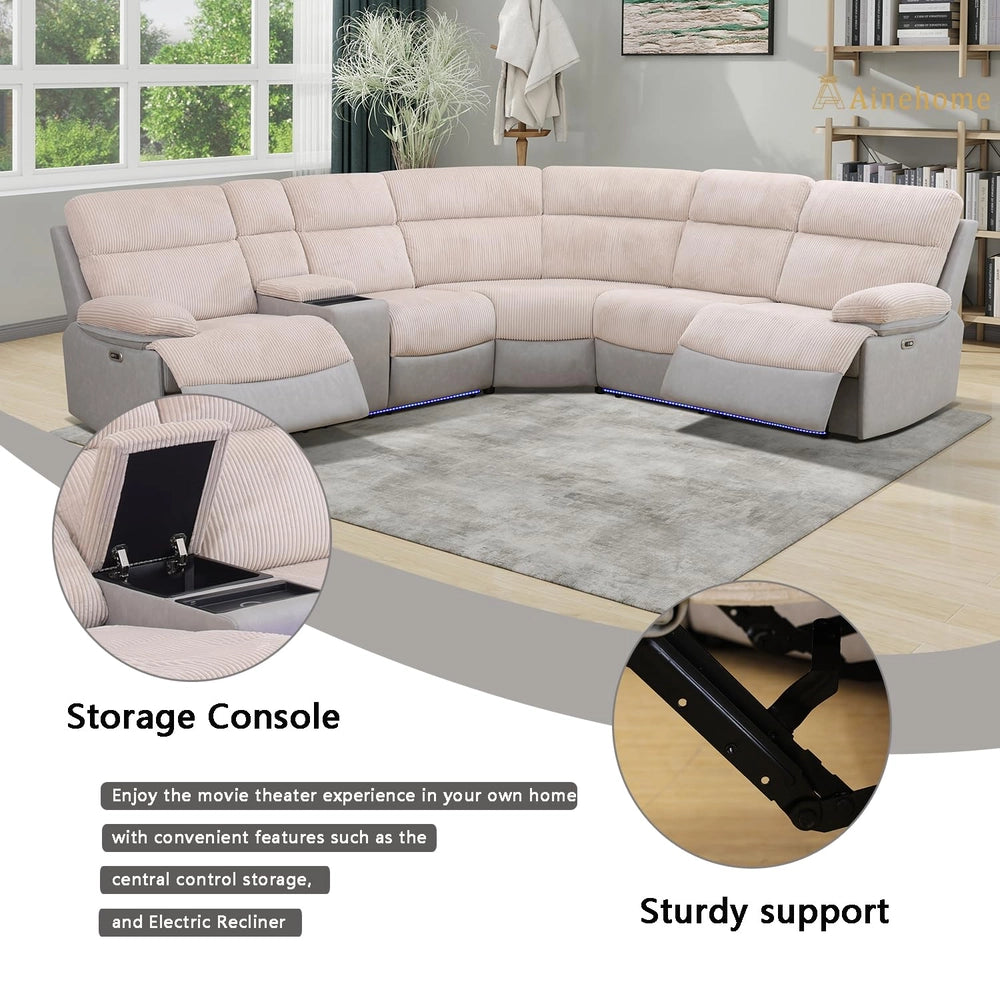 GN4762 dual-tone off-white and grey 3-piece power reclining sectional — image 3