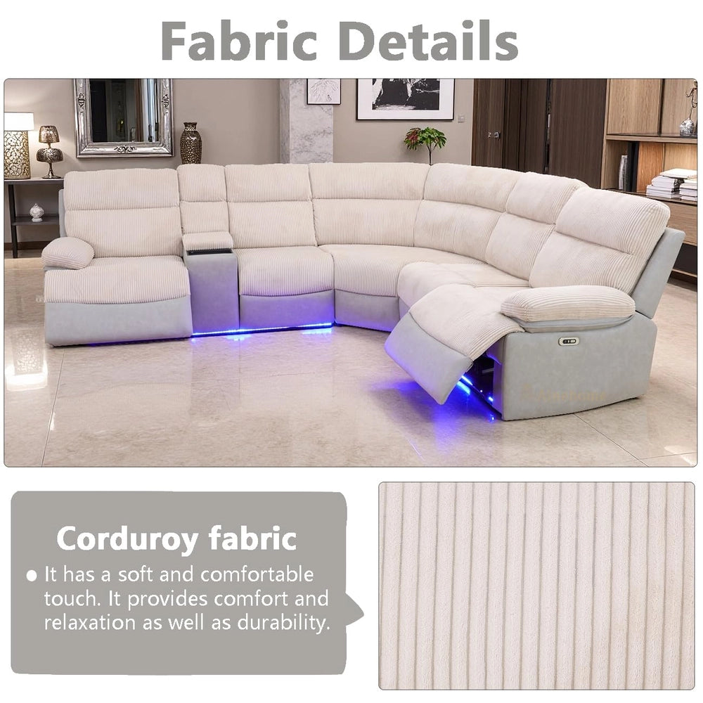 GN4762 dual-tone off-white and grey 3-piece power reclining sectional — image 6