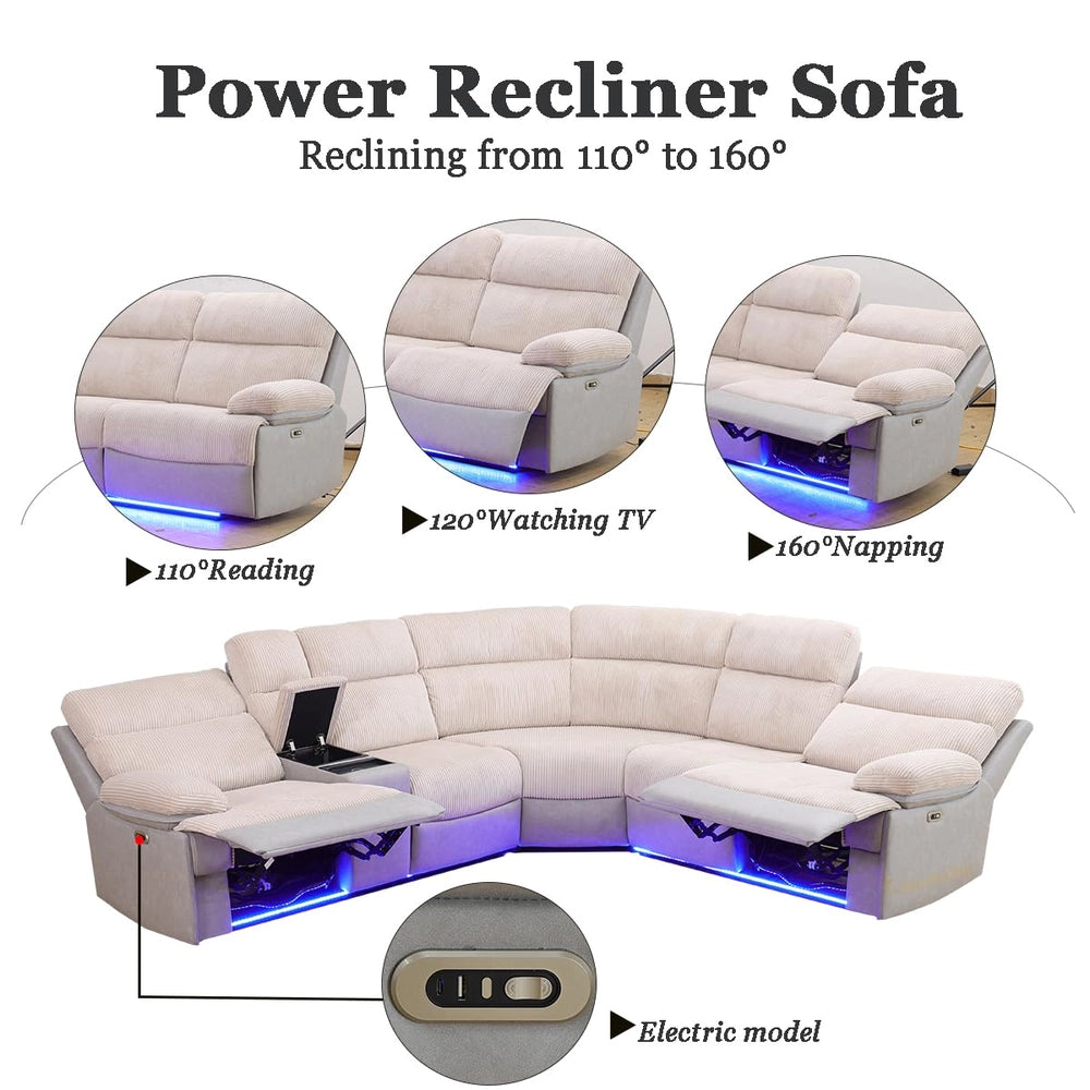 GN4762 dual-tone off-white and grey 3-piece power reclining sectional — image 8