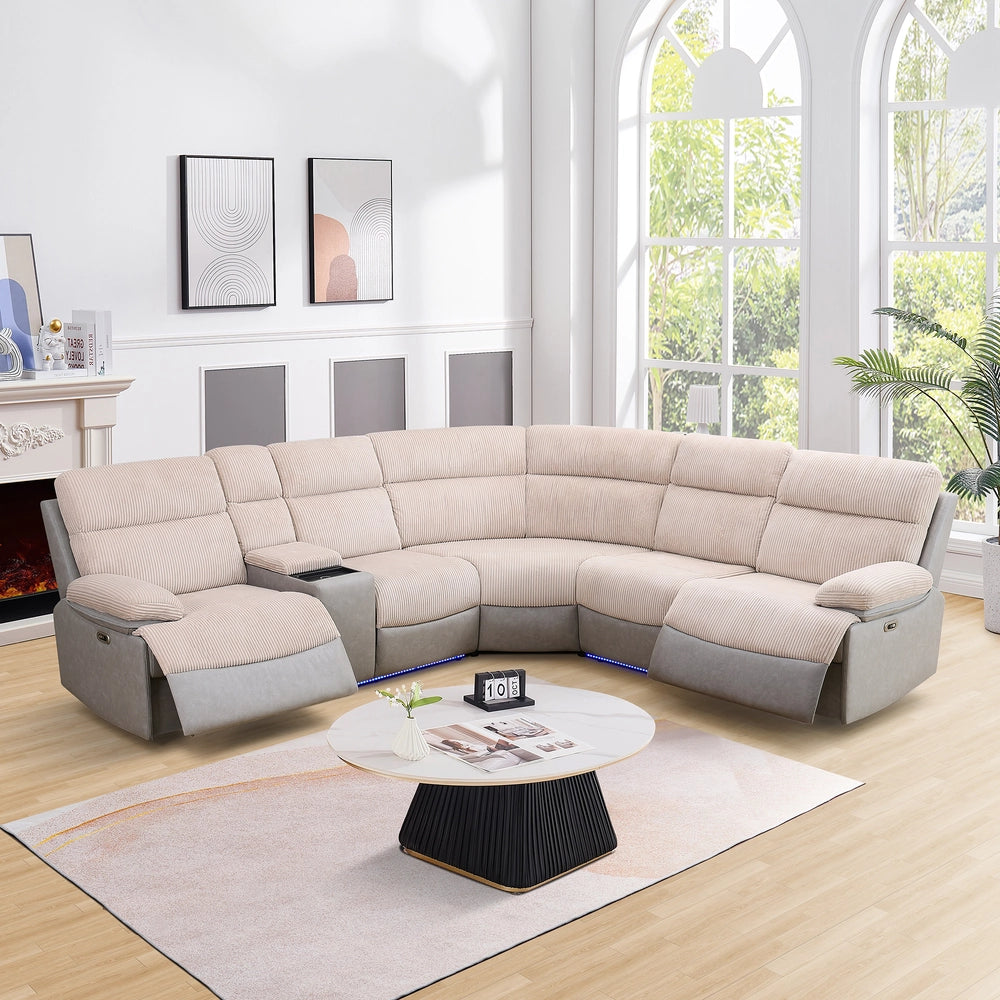 GN4762 dual-tone off-white and grey 3-piece power reclining sectional — image 9
