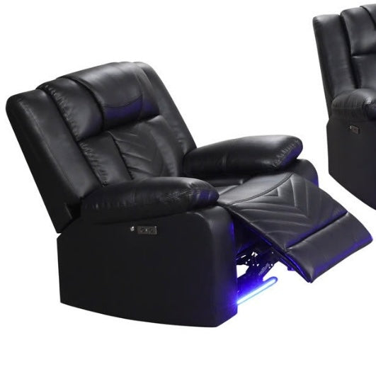 Hilton Black Leather Gel Power Recliner Chair