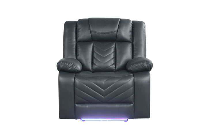 Hilton Charcoal Leather Gel Power Recliner Chair