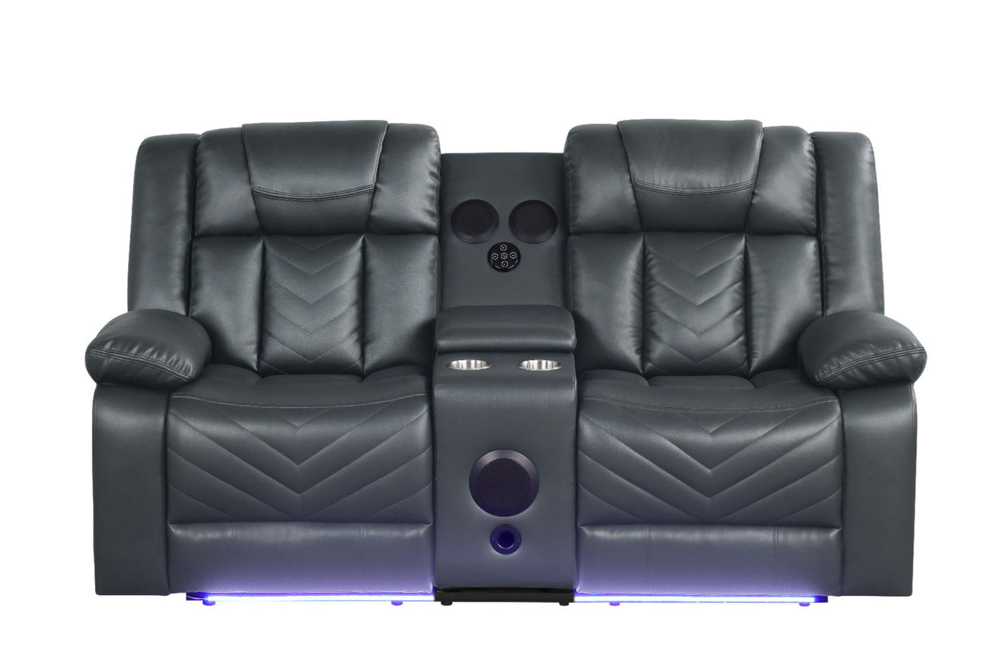 Hilton Charcoal Leather Gel Power Reclining Loveseat