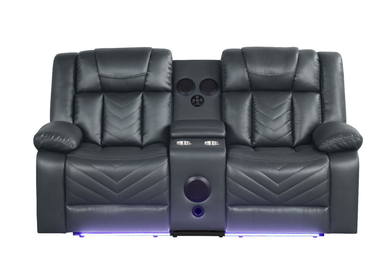 Hilton Charcoal Leather Gel Power Reclining Loveseat