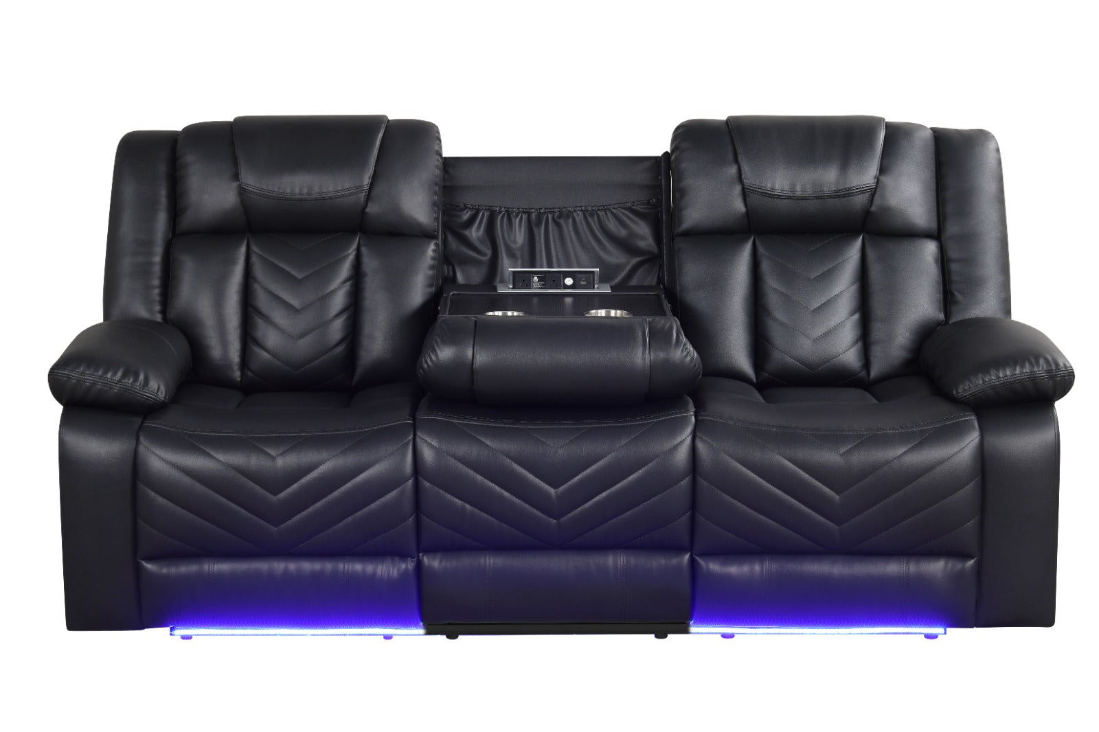 Hilton Black PU Power Reclining Sofa