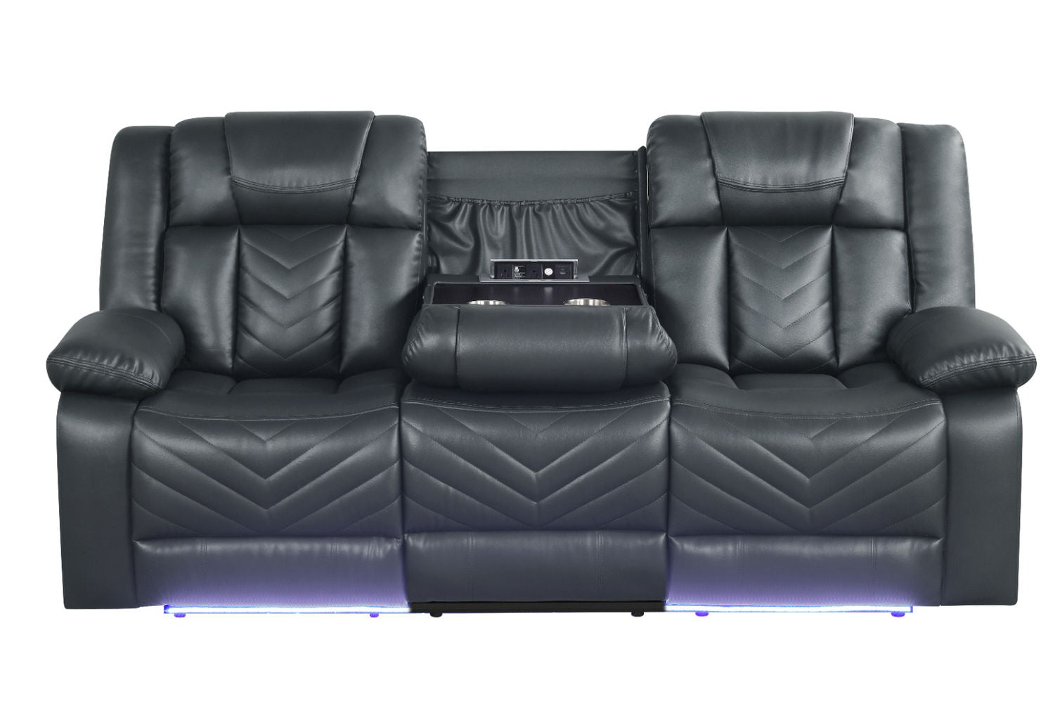 Hilton Charcoal Leather Gel Power Reclining Sofa
