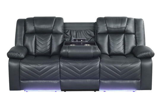 Hilton Charcoal Leather Gel Power Reclining Sofa