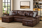 Sahara Brown 3-Piece Leather Gel Double-Chaise Sectional with Storage