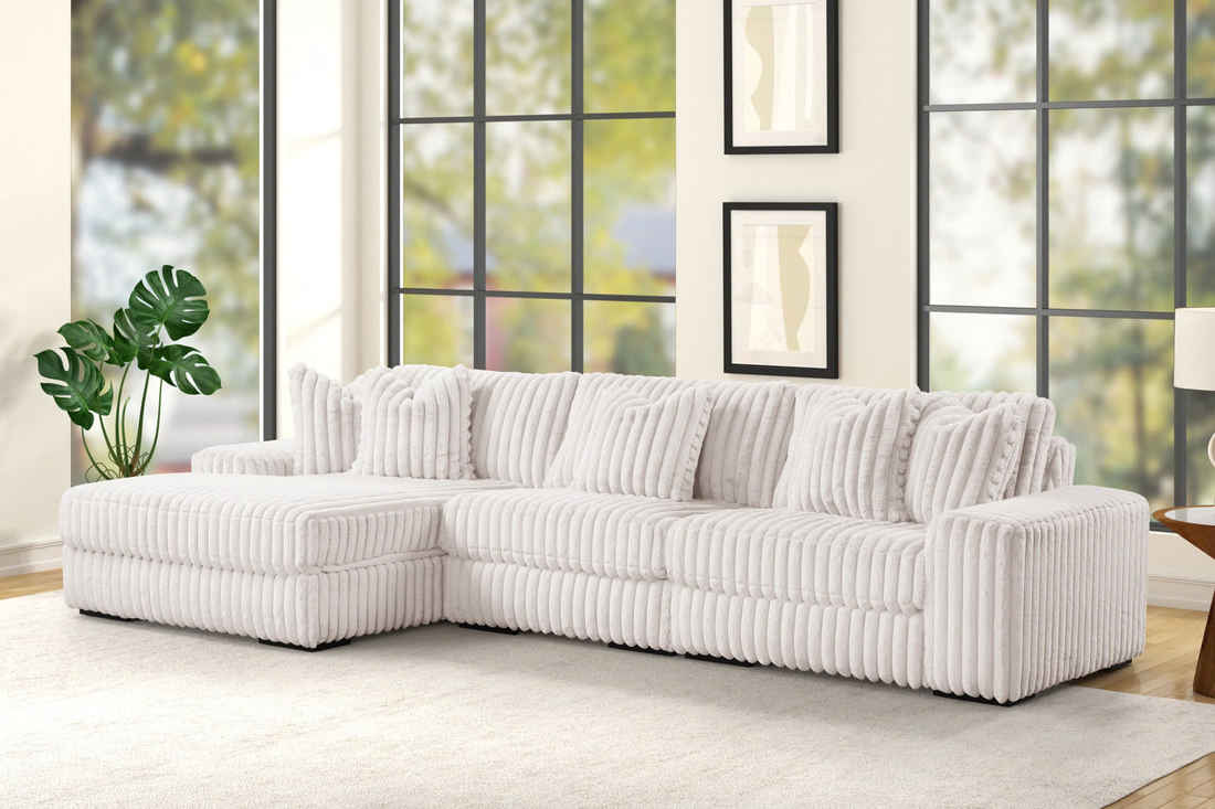 Sunday 3-Piece LAF Corduroy Sectional - Beige