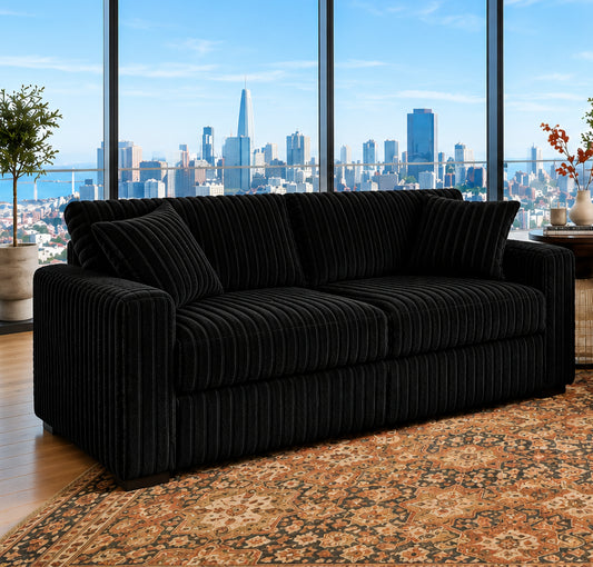 Coraza Corduroy Sofa with USB Charger - Black