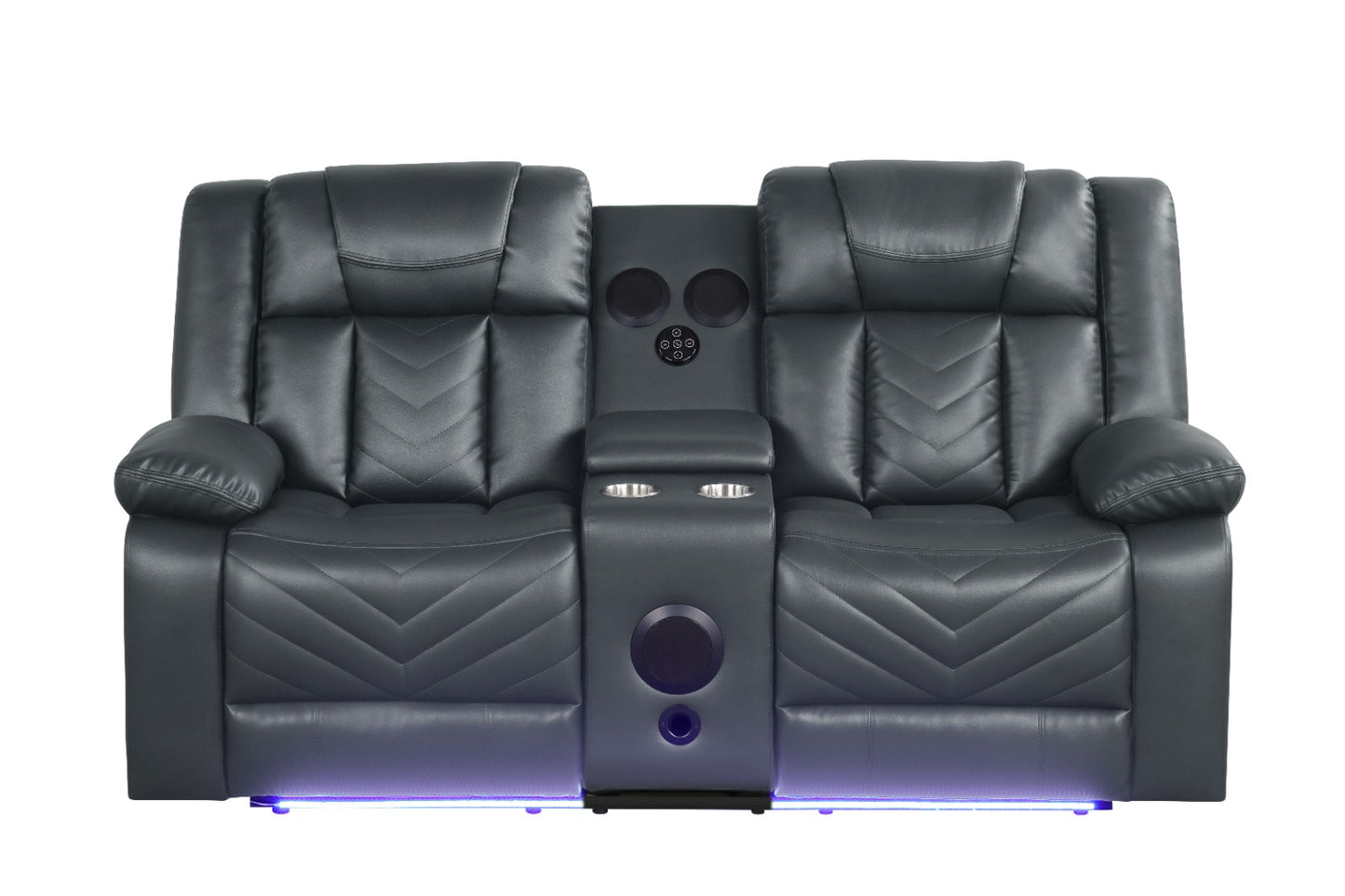 Hilton Charcoal Leather Gel Power Reclining Loveseat