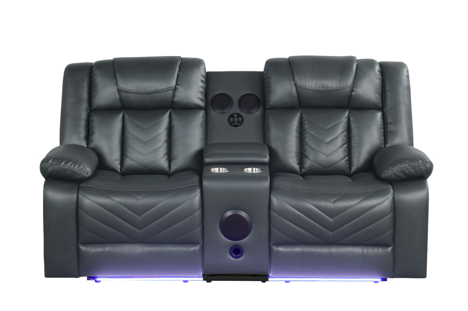 Hilton Charcoal Leather Gel Power Reclining Loveseat