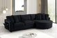 Elva Black Sectional — storage arm open