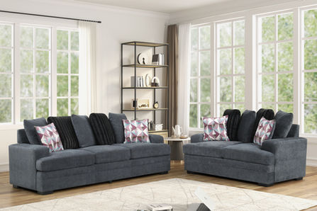 Jessica 2-Piece Sofa and Loveseat Set - Dark Grey