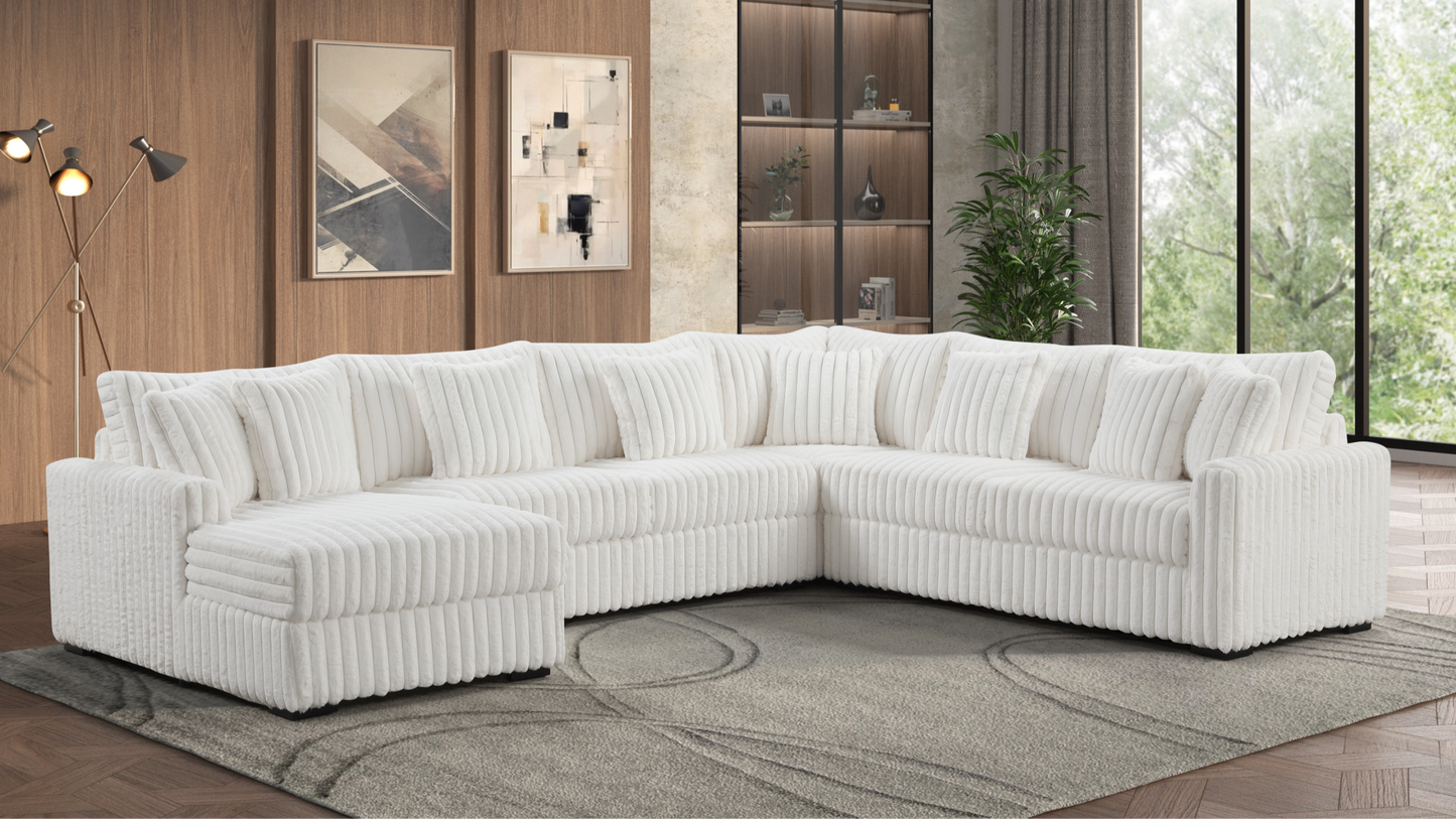 Larry beige LAF 4-Piece Corduroy Sectional