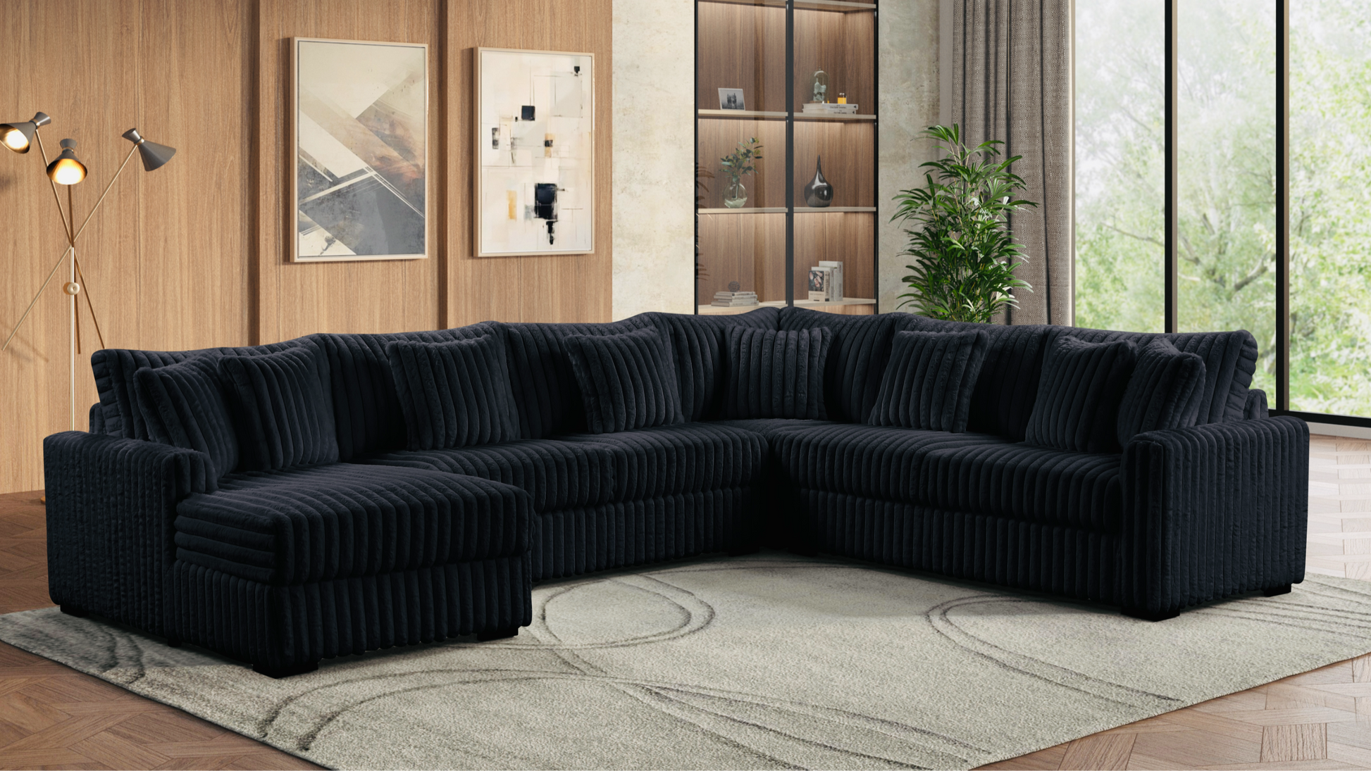 Larry black LAF 4-Piece Corduroy Sectional