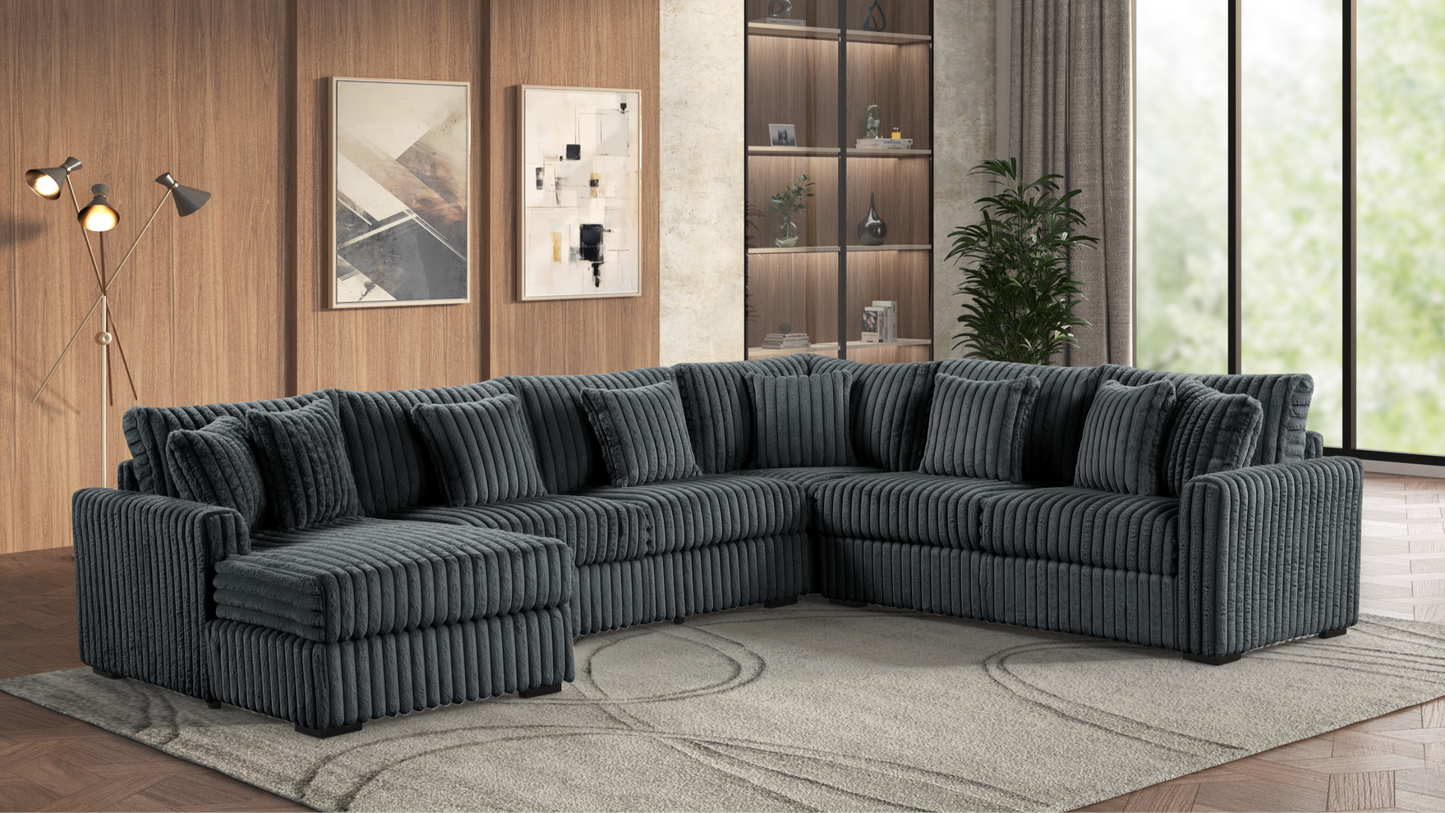 Larry charcoal LAF 4-Piece Corduroy Sectional