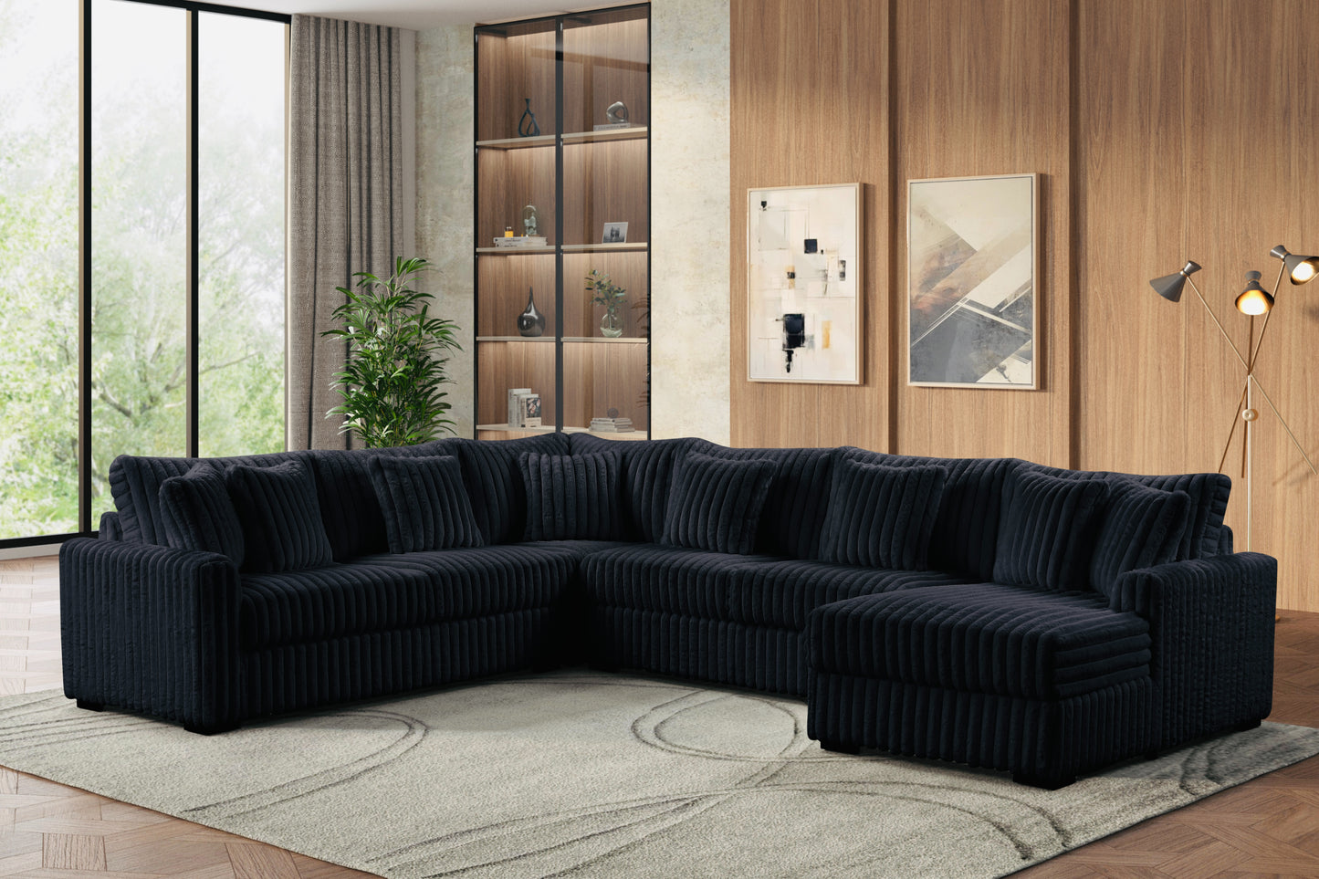 Larry black RAF 4-Piece Corduroy Sectional