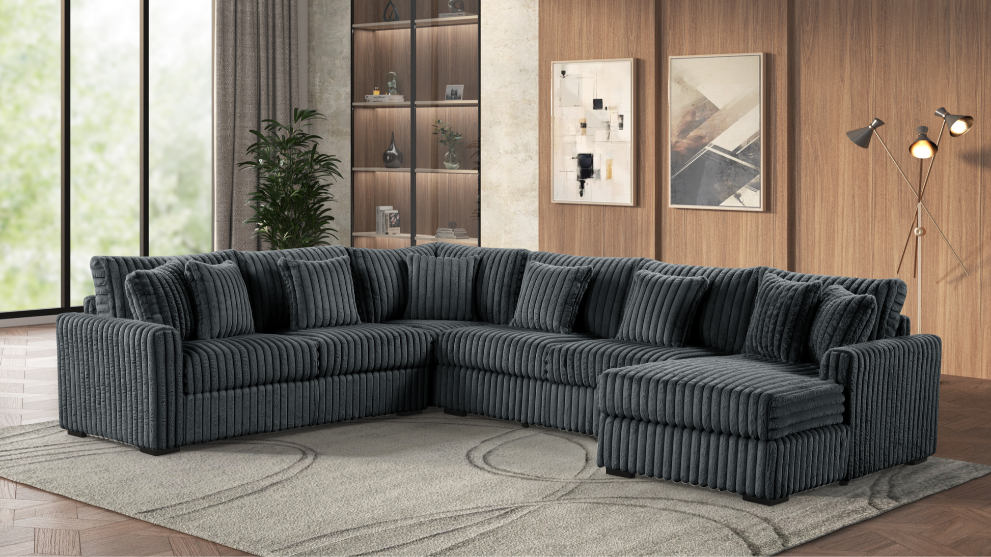 Larry charcoal RAF 4-Piece Corduroy Sectional