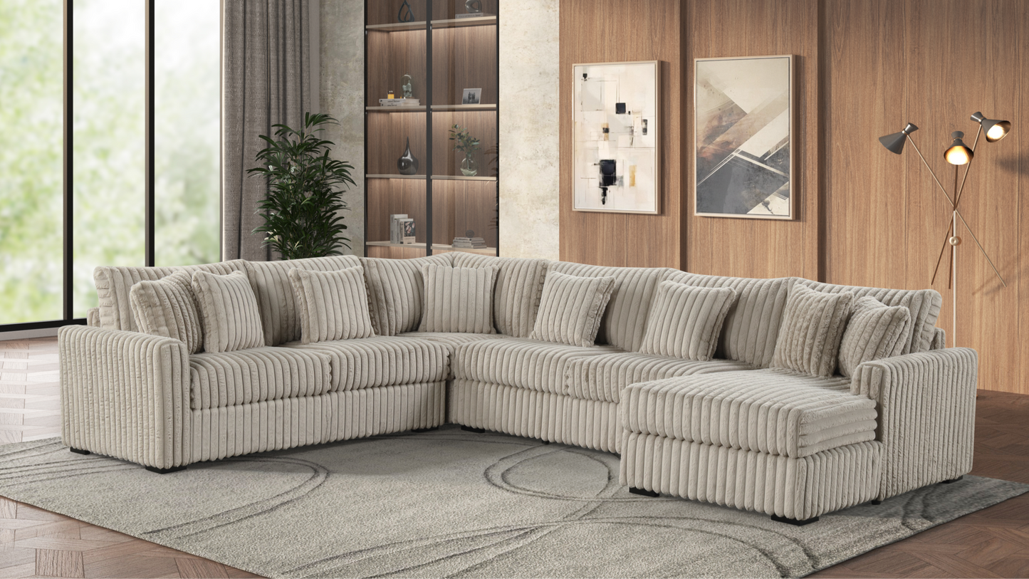 Larry tan RAF 4-Piece Corduroy Sectional