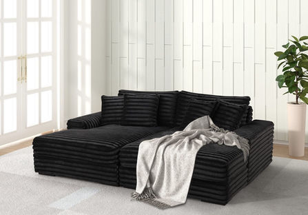 Nancy Double-Chaise Sectional - Black