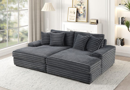Nancy Double-Chaise Sectional - Dark Grey