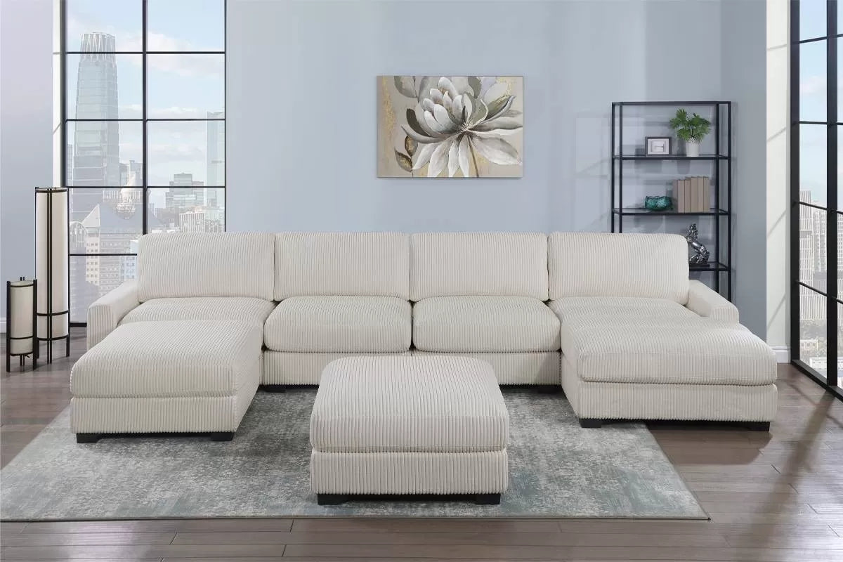Beige 6-Piece Modular Sectional Set — Poundex configuration 160, image 1