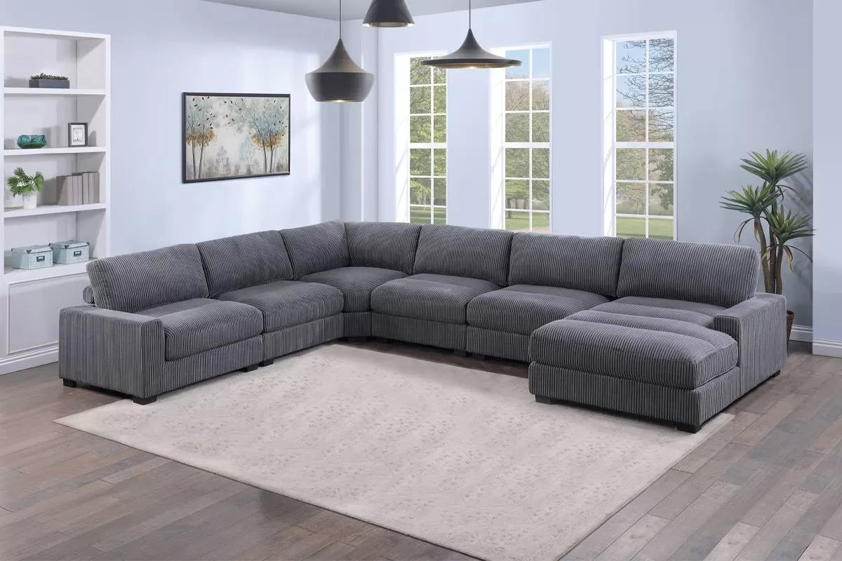 Gray 6-Piece Modular Sectional Set — Poundex configuration 163, image 1