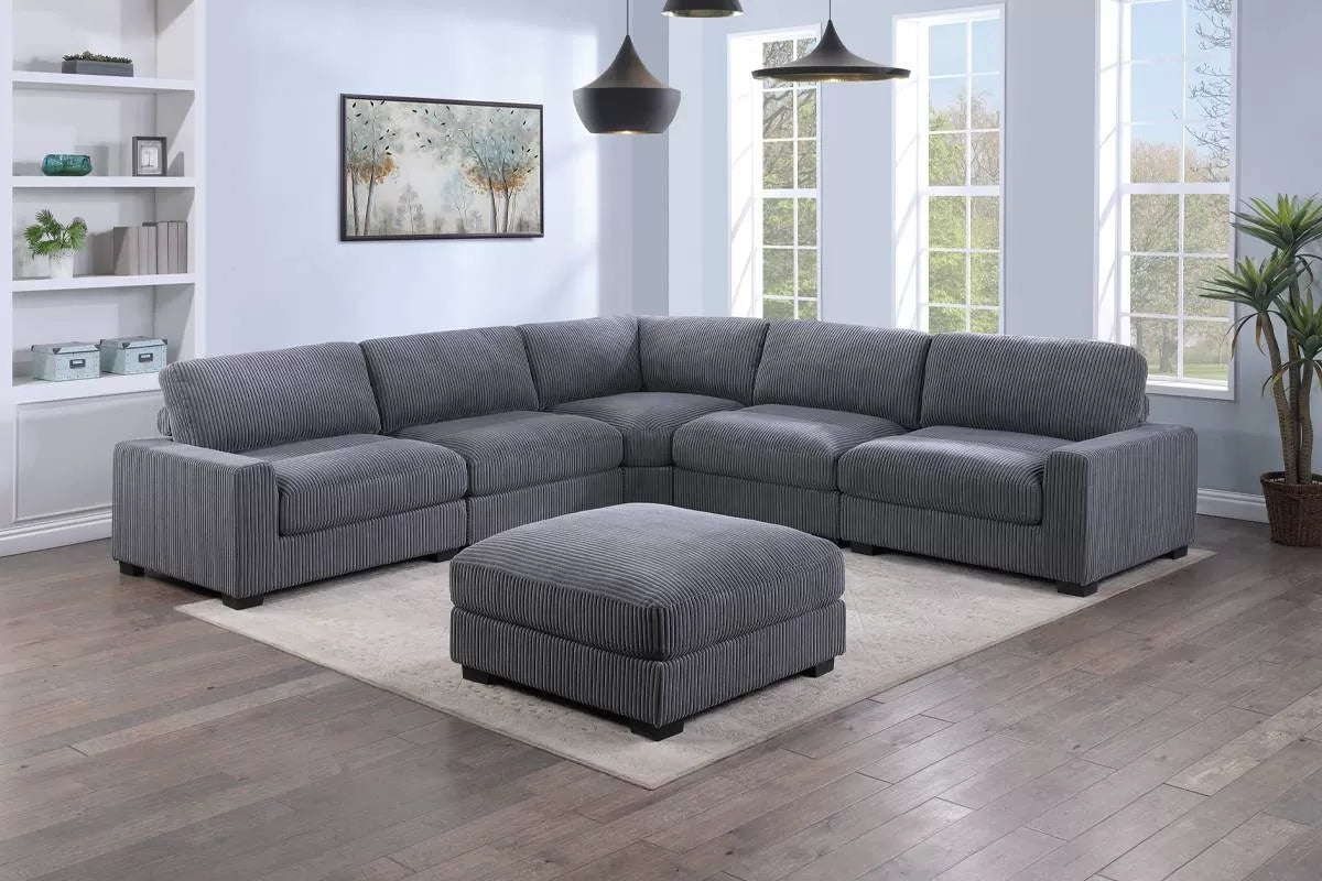 Gray 6-Piece Modular Sectional Set — Poundex configuration 164, image 1