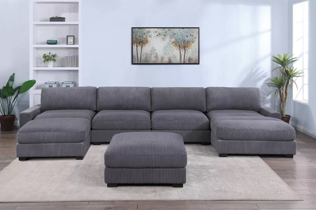Gray 6-Piece Modular Sectional Set — Poundex configuration 165, image 1