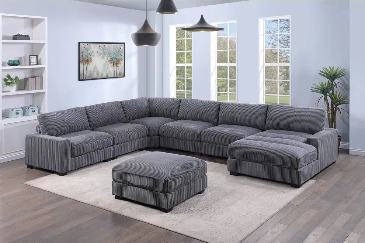 Gray 7-Piece Modular Sectional Set — Poundex configuration 166, image 1