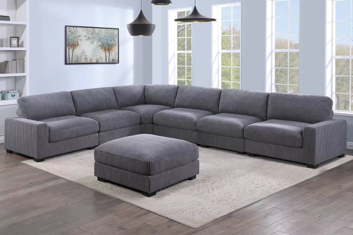Gray 7-Piece Modular Sectional Set — Poundex configuration 167, image 1