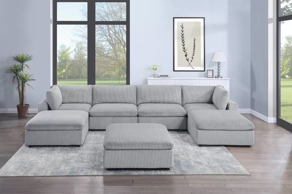 Gray 7-Piece Modular Sectional Set — Poundex configuration 169, image 1