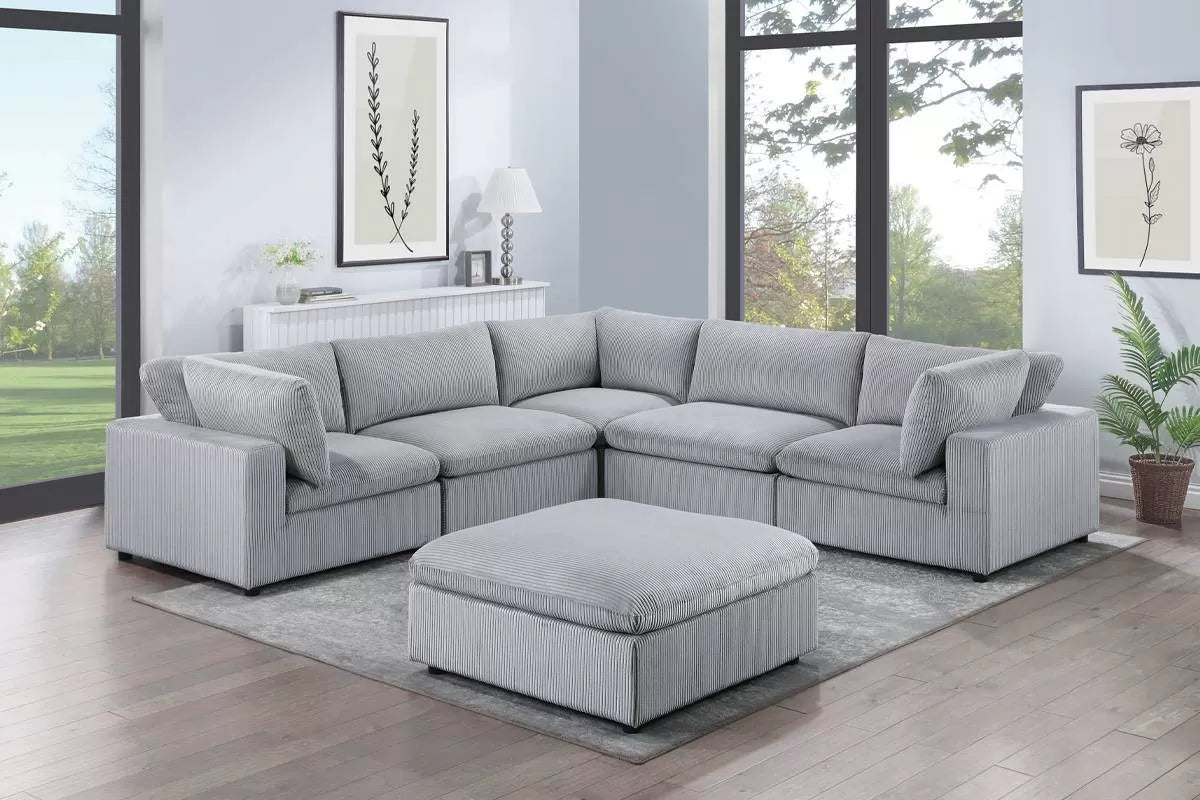 Gray 6-Piece Modular Sectional Set — Poundex configuration 170, image 1