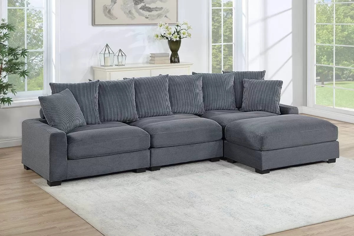 Dark Gray 4-Piece Modular Sectional Set — Poundex configuration 174, image 1
