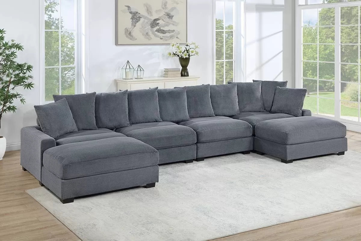 Dark Gray 6-Piece Modular Sectional Set — Poundex configuration 175, image 1