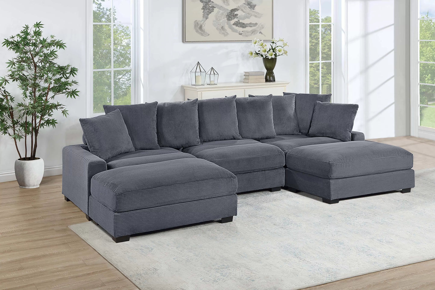 Dark Gray 5-Piece Modular Sectional Set — Poundex configuration 176, image 1