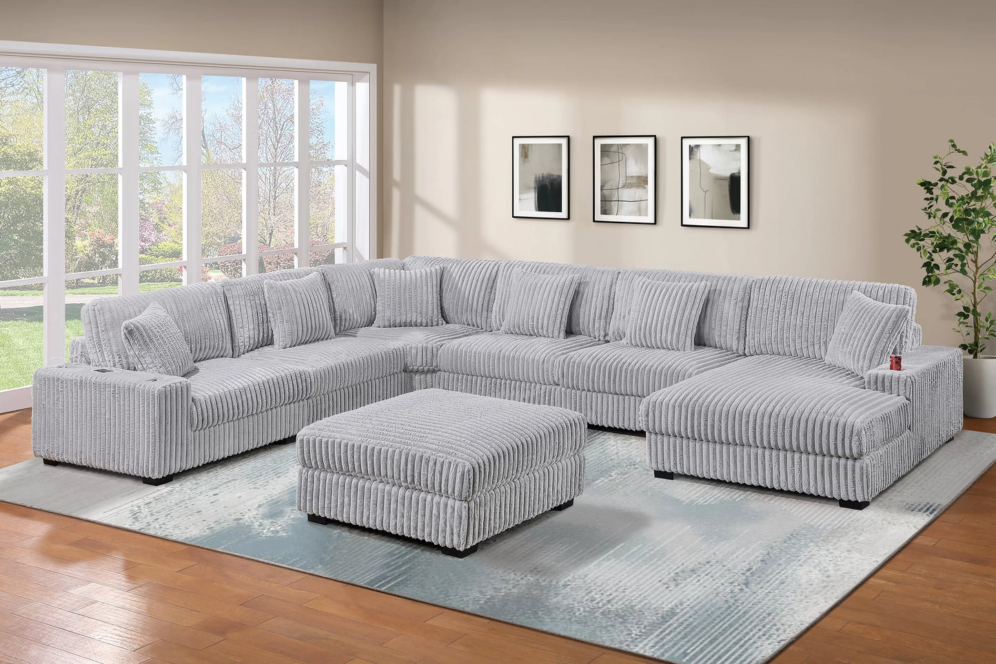 Mink Gray 7-Piece Modular Sectional Set — Poundex configuration 177, image 1