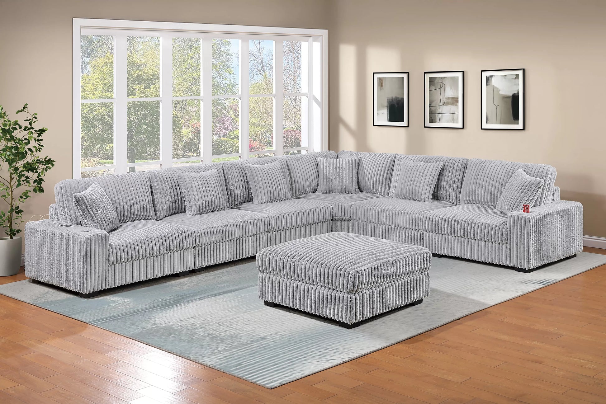 Mink Gray 7-Piece Modular Sectional Set — Poundex configuration 178, image 1