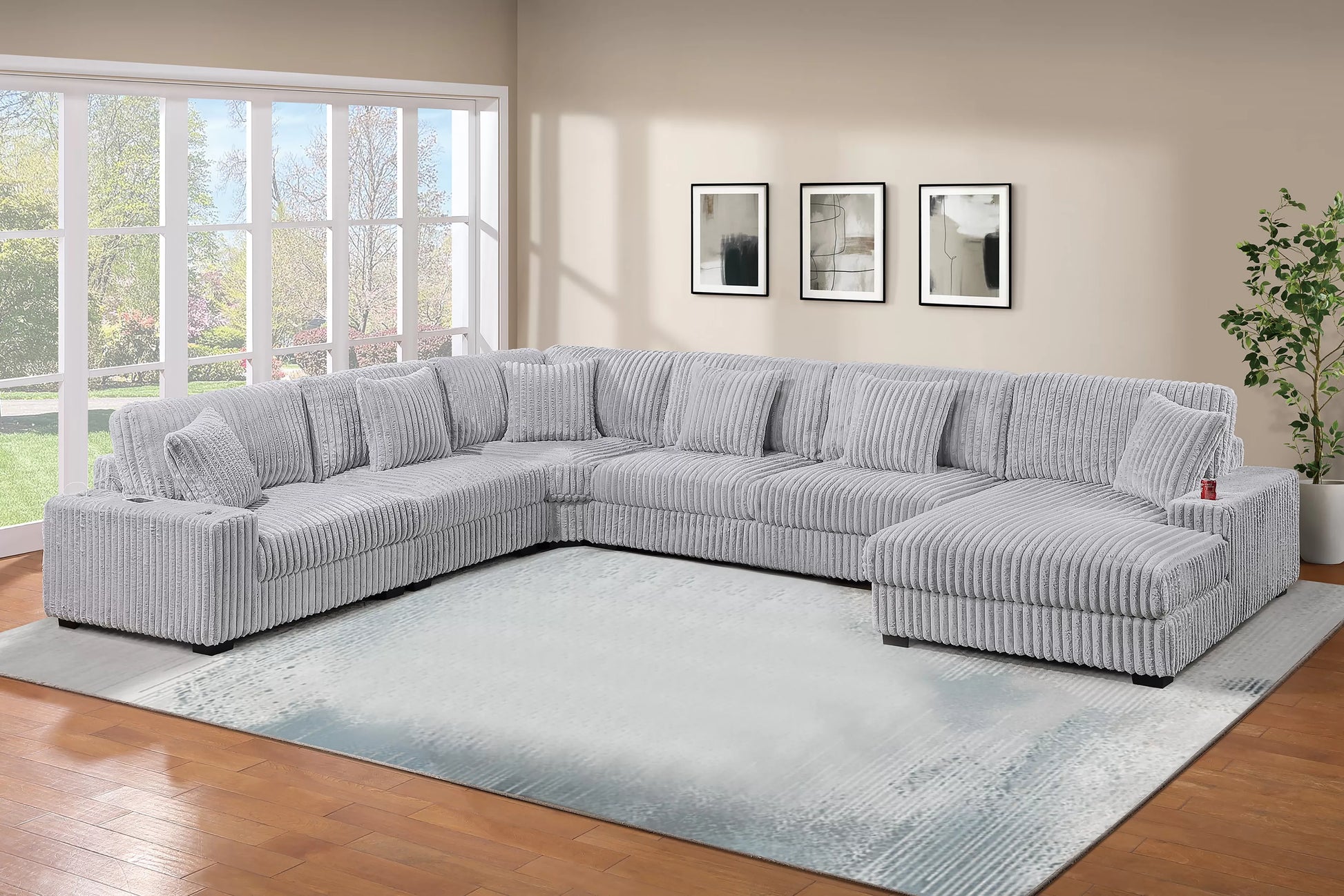 Mink Gray 6-Piece Modular Sectional Set — Poundex configuration 181, image 1