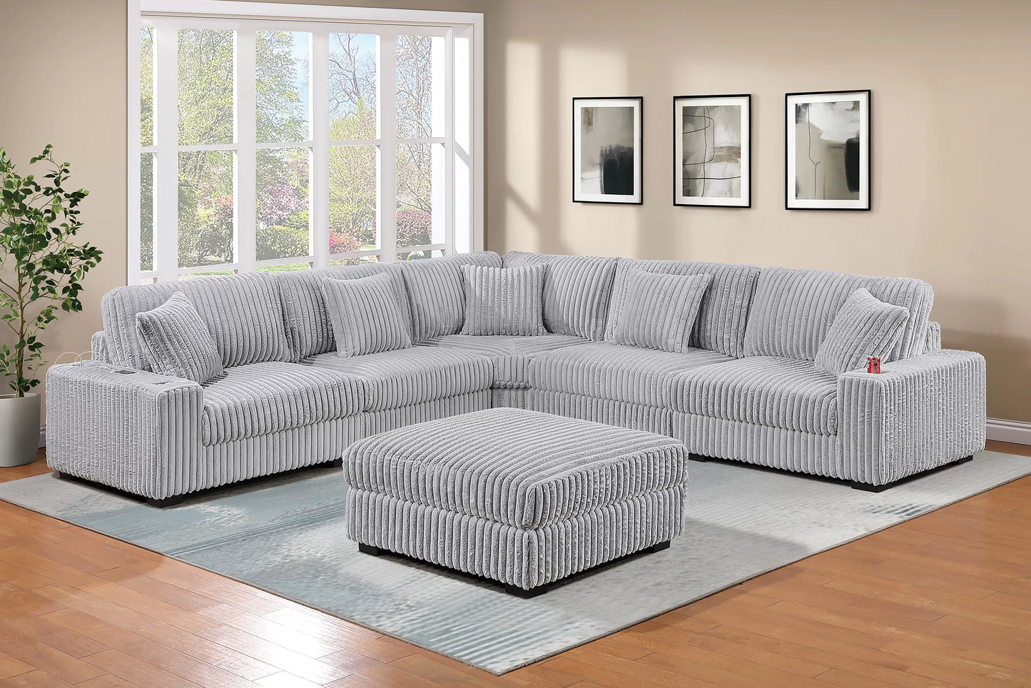 Mink Gray 6-Piece Modular Sectional Set — Poundex configuration 182, image 1