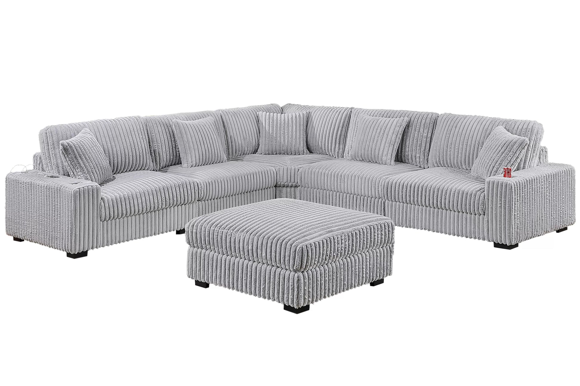 Mink Gray 6-Piece Modular Sectional Set — Poundex configuration 182, image 2