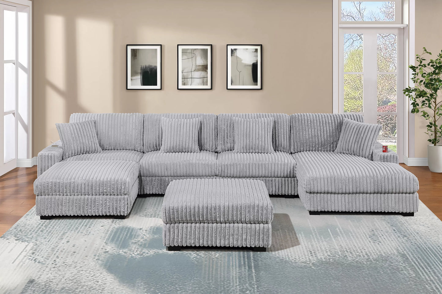 Mink Gray 6-Piece Modular Sectional Set — Poundex configuration 183, image 1