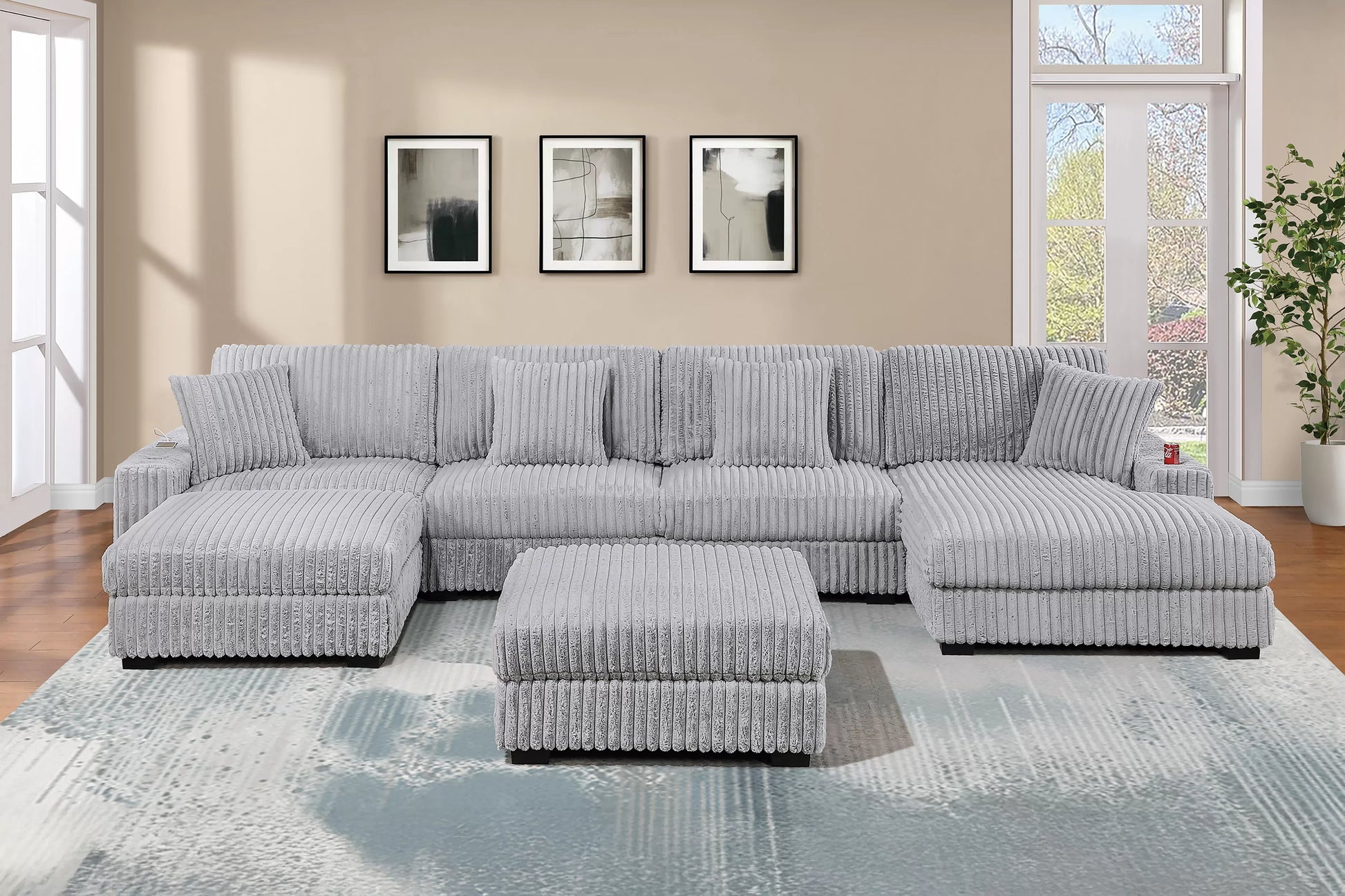 Mink Gray 6-Piece Modular Sectional Set — Poundex configuration 183, image 1