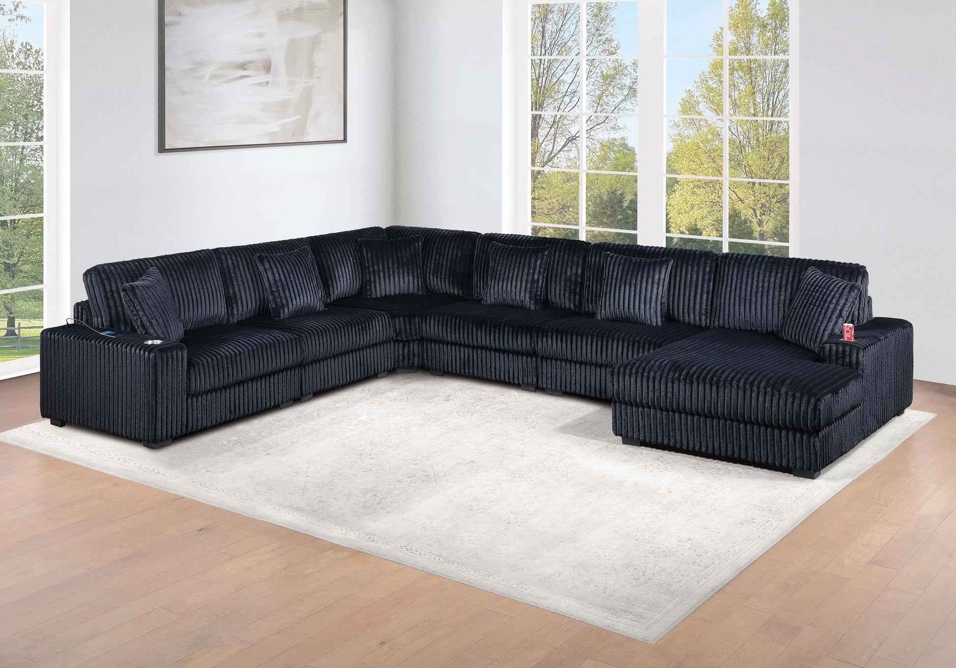 Black 6-Piece Modular Sectional Set — Poundex configuration 191, image 1