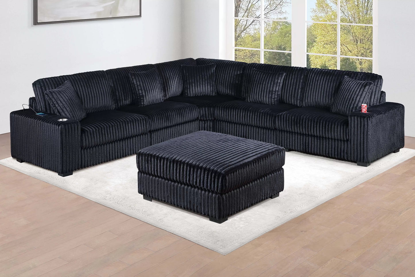 Black 6-Piece Modular Sectional Set — Poundex configuration 192, image 1