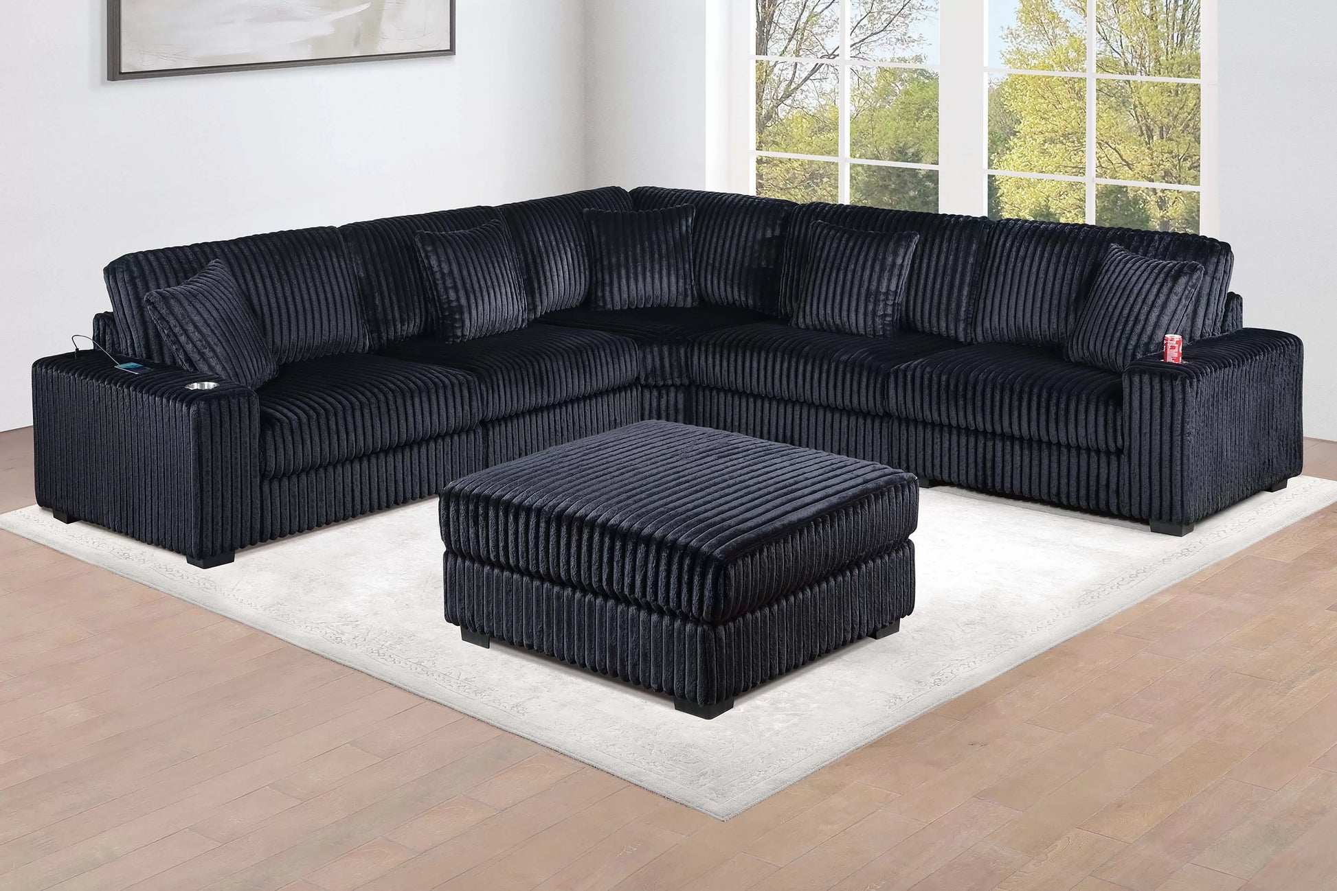 Black 6-Piece Modular Sectional Set — Poundex configuration 192, image 1