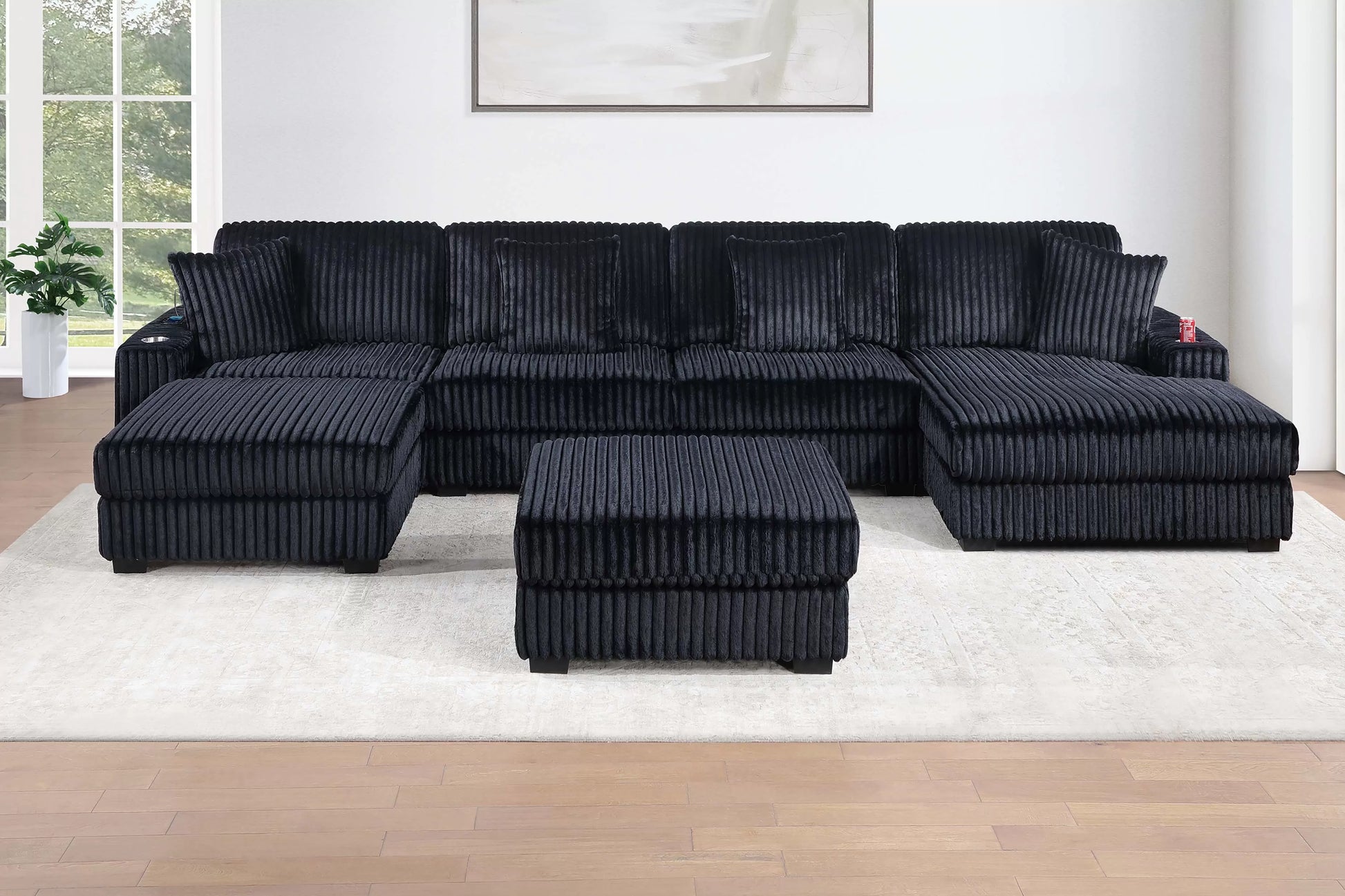Black 6-Piece Modular Sectional Set — Poundex configuration 193, image 1