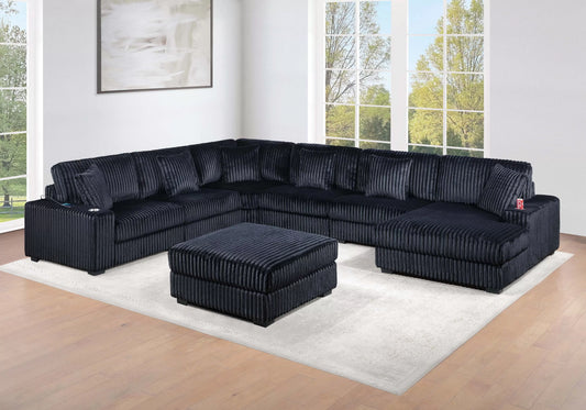 Black 7-Piece Modular Sectional Set — Poundex configuration 194, image 1